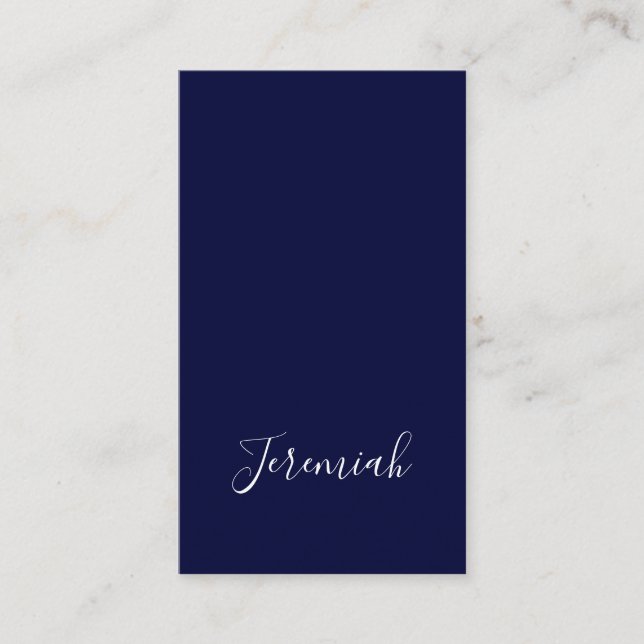 Navy Blue Color Plain Modern Own Name Calligraphy Begleitkarte (Vorderseite)