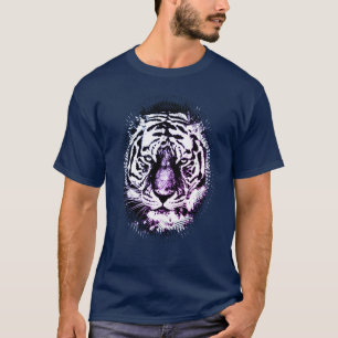 Navy Blue Color Pop Tiger Head Elegante T-Shirt