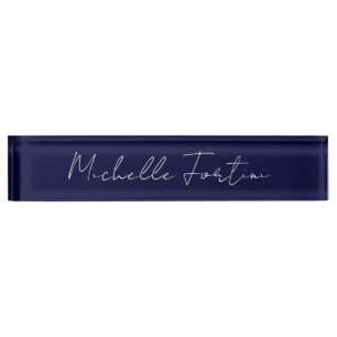 Navy Blue Color Schlicht Moderne Namenskalligraphi Namensplakette