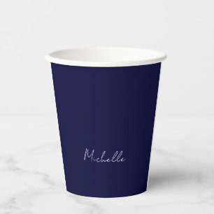Navy Blue Color Schlicht Moderne Namenskalligraphi Pappbecher