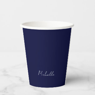 Navy Blue Color Schlicht Moderne Namenskalligraphi Pappbecher