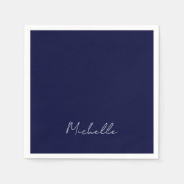 Navy Blue Color Schlicht Moderne Namenskalligraphi Serviette
