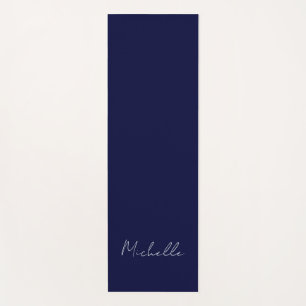 Navy Blue Color Schlicht Moderne Namenskalligraphi Yogamatte