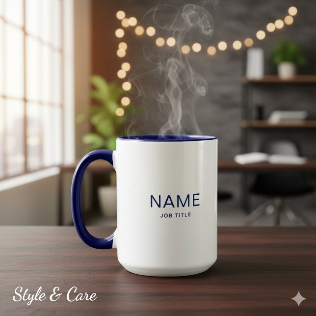 Navy Blue Combo Mug Styled With Custom Name Print Tasse (Navy Blue Combo Mug Styled With Custom Name Print Art)