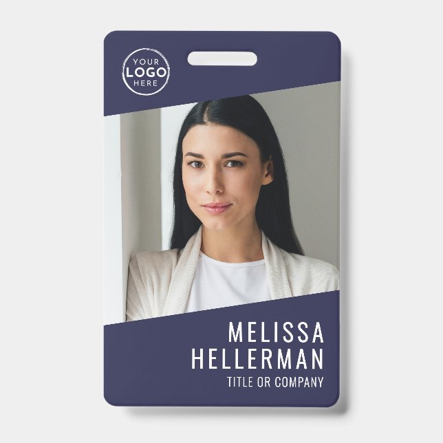 Navy Blue Company Logo Employee ID Ausweis (Vorderseite)