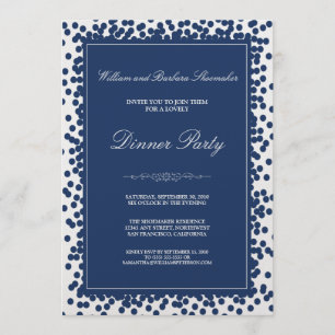 Navy Blue Confetti Party Einladung