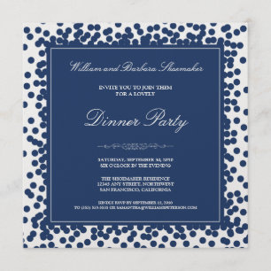 Navy Blue Confetti Party Einladung