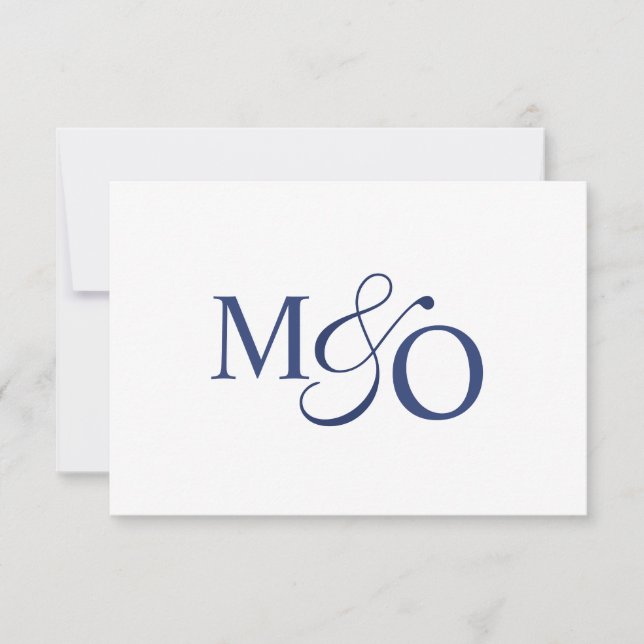 Navy Blue Couple Ampersand Monogram Mitteilungskarte (Vorderseite)