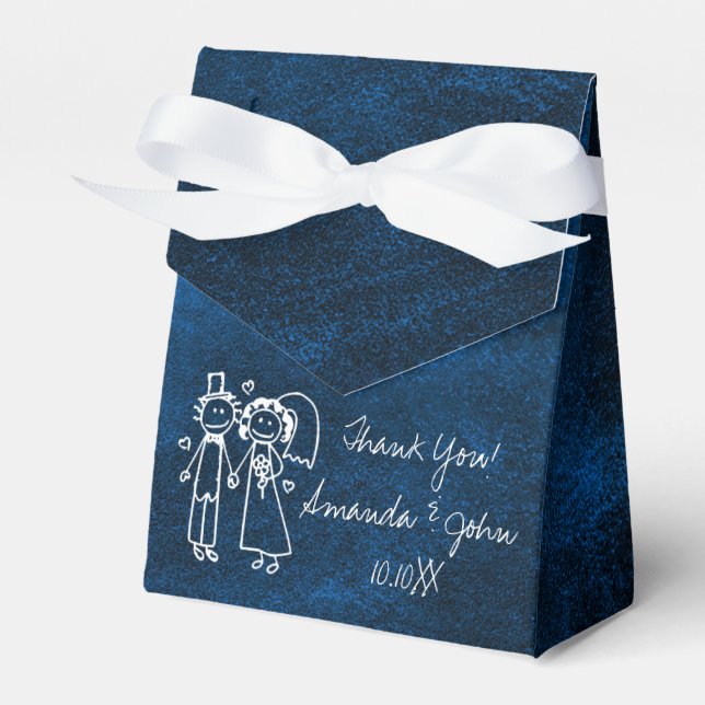 Navy Blue Couple Gastgeschenk Hochzeit Danke Geschenkschachtel (Vorderseite)