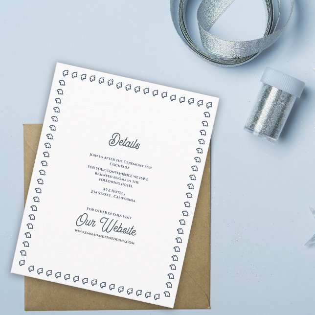 Navy-Blue-Crest formelle klassische Hochzeitsdetai Begleitkarte (Navy Blue Crest Wedding Details Card | Elegant Formal Reception Insert with Classic Border )