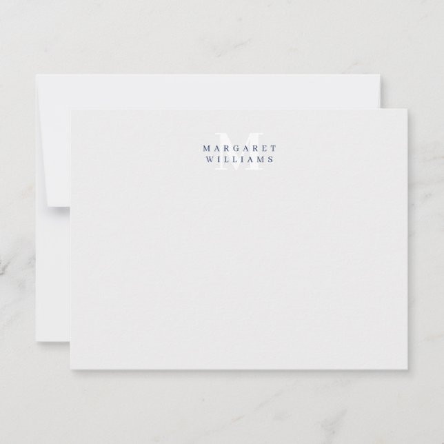 Navy Blue Custom Cologramm Monogram Name Mitteilungskarte (Vorderseite)