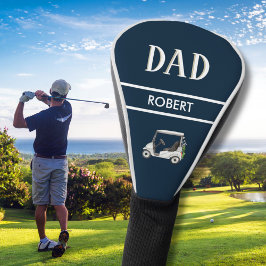 Navy Blue Custom DAD Name Watercolor Cart  Golf Headcover