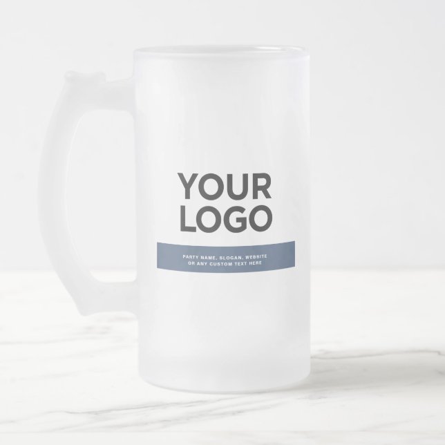 Navy Blue Custom Logo und Text 16oz Mattglas Bierglas (Links)