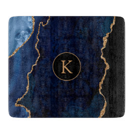 Navy Blue Custom Monogram Agate Schneidebrett