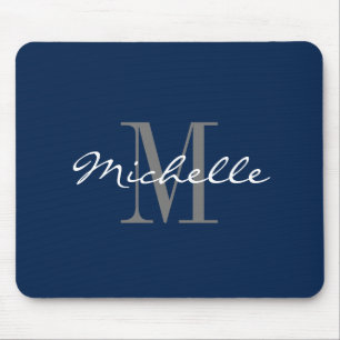 Navy blue custom monogrammed name anfangs letter mousepad