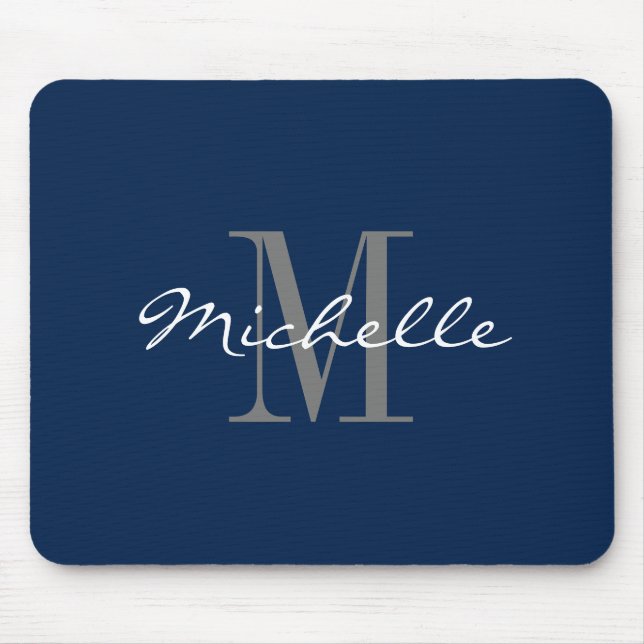 Navy blue custom monogrammed name anfangs letter mousepad (Vorne)
