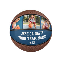 Navy Blue Custom Player Team Sports Personalized  Mini Basketball