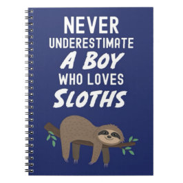 Navy Blue Cute Sloth Gifts For Baby Boys Kids Notizblock