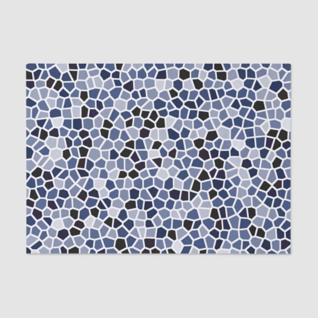 Navy Blue Cyan Stated Glass Pattern Seidenpapier (Vorderseite)