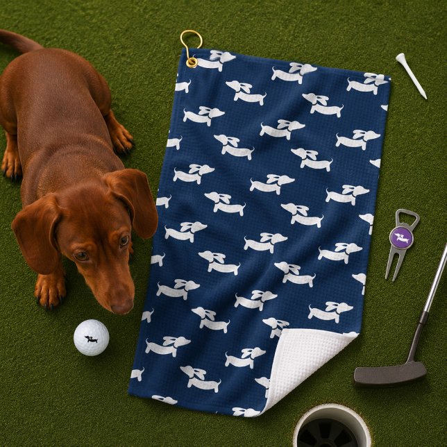 Navy Blue Dackel Mama Golfer Geschenk Golfhandtuch (Navy Blue Dachshund Mom Golfer Gift Golf Towel)