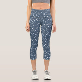 Navy Blue Dalmatian Spots, Dalmatian Dots, Dotted Capri Leggings