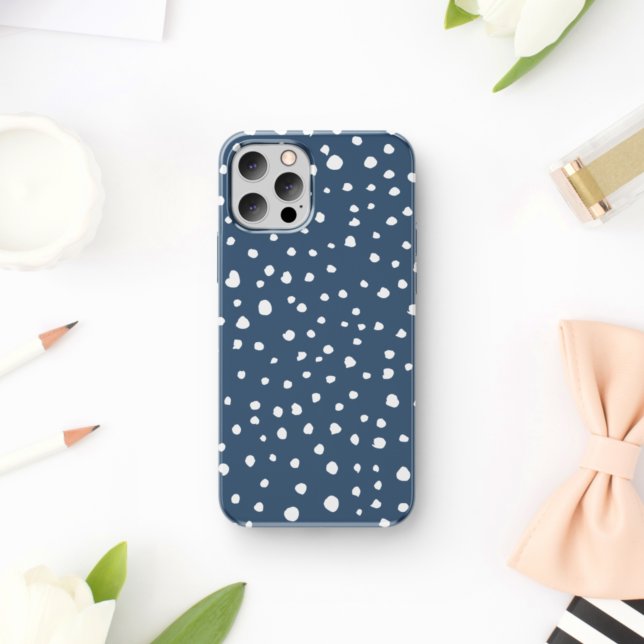 Navy Blue Dalmatian Spots, Dalmatian Dots, Dotted Case-Mate iPhone Hülle (Von Creator hochgeladen)