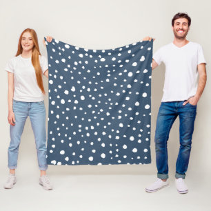 Navy Blue Dalmatian Spots, Dalmatian Dots, Dotted Fleecedecke