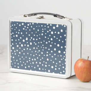 Navy Blue Dalmatian Spots, Dalmatian Dots, Dotted Metall Brotdose