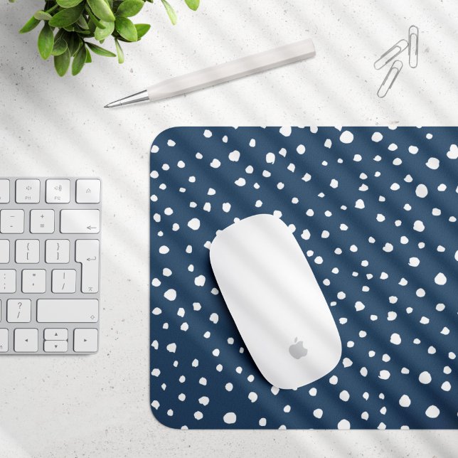Navy Blue Dalmatian Spots, Dalmatian Dots, Dotted Mousepad (Von Creator hochgeladen)