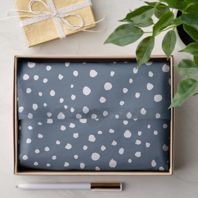 Navy Blue Dalmatian Spots, Dalmatian Dots, Dotted Seidenpapier (Geschenk)