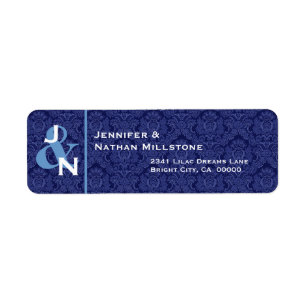 NAVY BLUE Damask Wedding Monogram