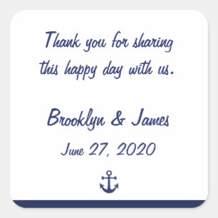 Navy Blue Danke Nautical Wedding Stickers