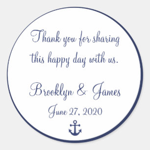 Navy Blue Danke Nautical Wedding Stickers