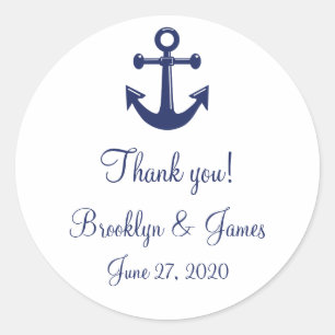 Navy Blue Danke Nautical Wedding Stickers