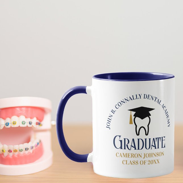 Navy Blue Dental School Custom Dentist Abschluss Tasse (Von Creator hochgeladen)