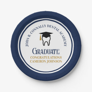 Navy Blue Dental School Custom Graduation Party Pappteller