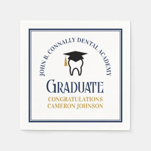 Navy Blue Dental School Custom Graduation Party Serviette