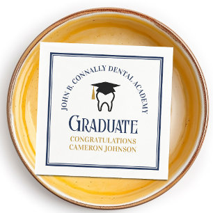 Navy Blue Dental School Custom Graduation Party Serviette