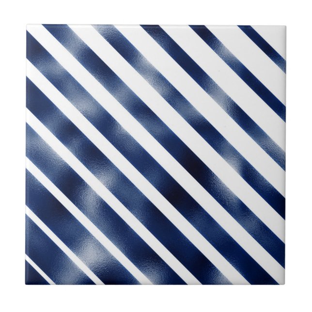 Navy-Blue-Diagonalstreifen-Folienschimmer Fliese (Vorderseite)