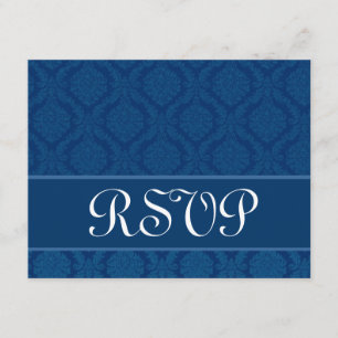 Navy Blue Diamond Damask Wedding UAWG Large RSVP Karte