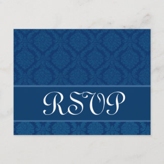 Navy Blue Diamond Damask Wedding UAWG Large RSVP Karte