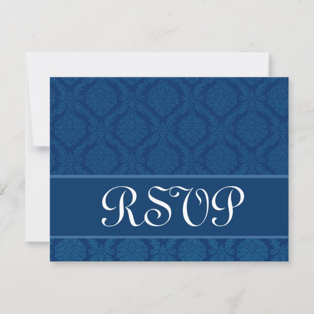 Navy Blue Diamond Damask Wedding UAWG Large RSVP Karte (Vorderseite)