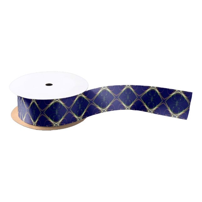 Navy Blue Diamond Design Satinband (Spule)