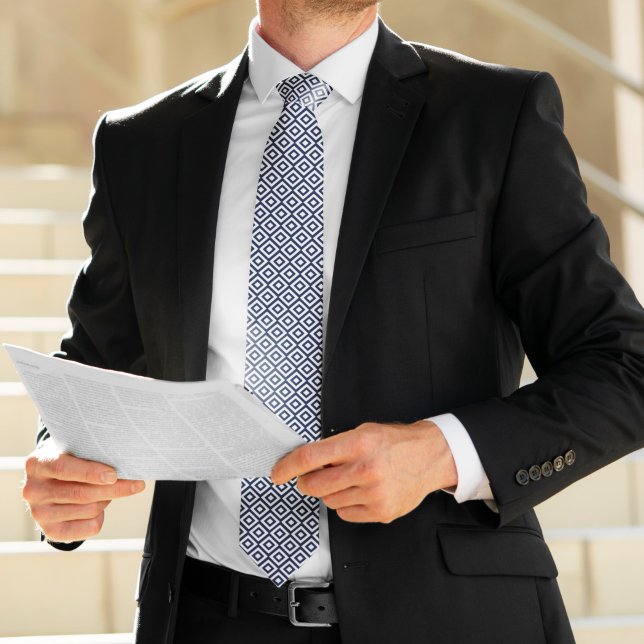 Navy Blue Diamonds Pattern Krawatte (Von Creator hochgeladen)