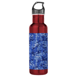 Navy Blue Digital Camouflage Camouflage Textur Trinkflasche