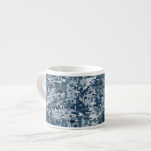 Navy Blue Digital Camouflage Deco Espressotasse