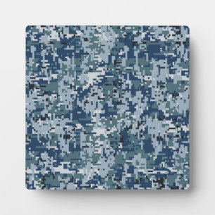 Navy Blue Digital Camouflage Deco Fotoplatte