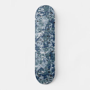 Navy Blue Digital Camouflage Deco Skateboard