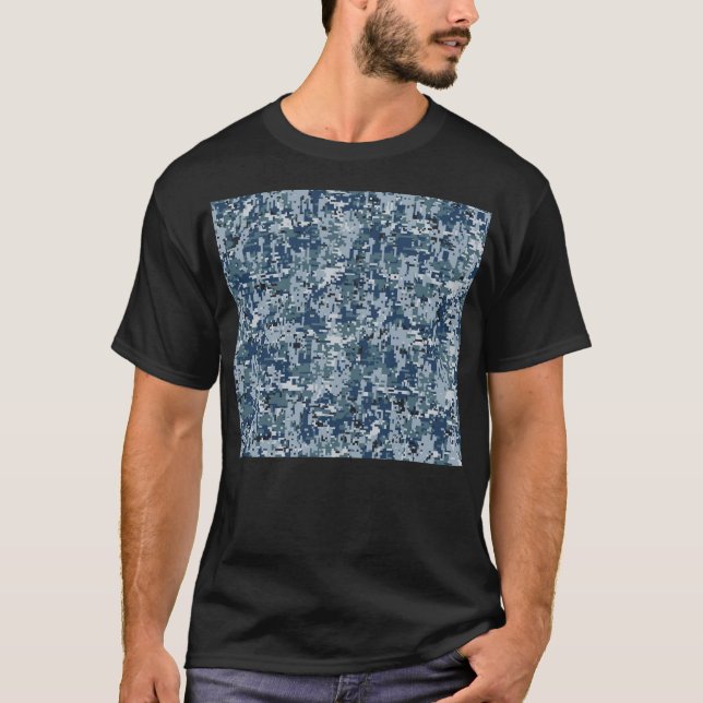 Navy Blue Digital Camouflage Deco T-Shirt (Vorderseite)