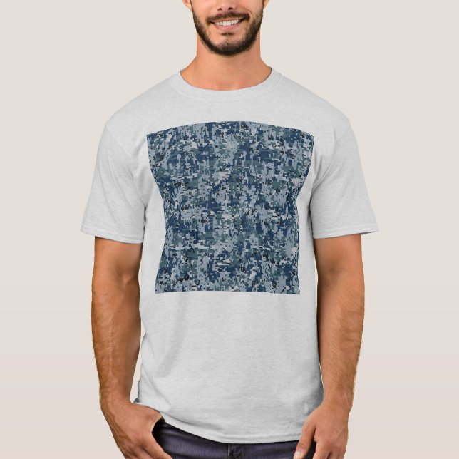 Navy Blue Digital Camouflage Deco T-Shirt (Vorderseite)